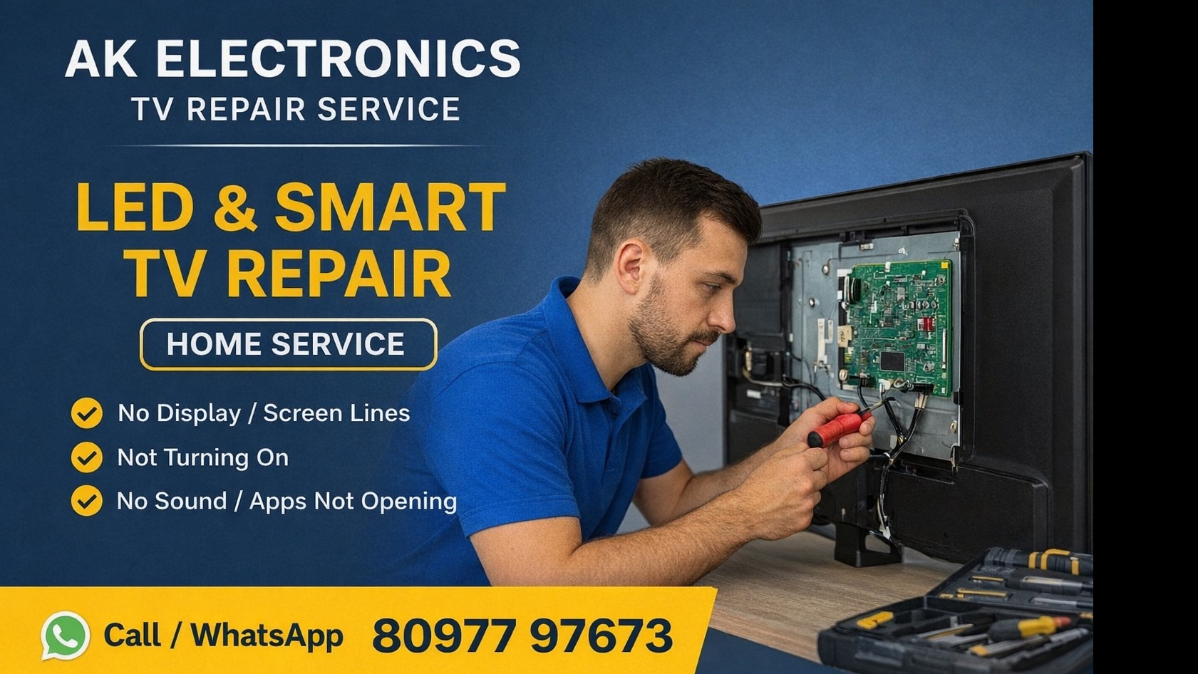 TV Repair Near Me – Fast, Reliable & Affordable TV Repair by AK Electronics